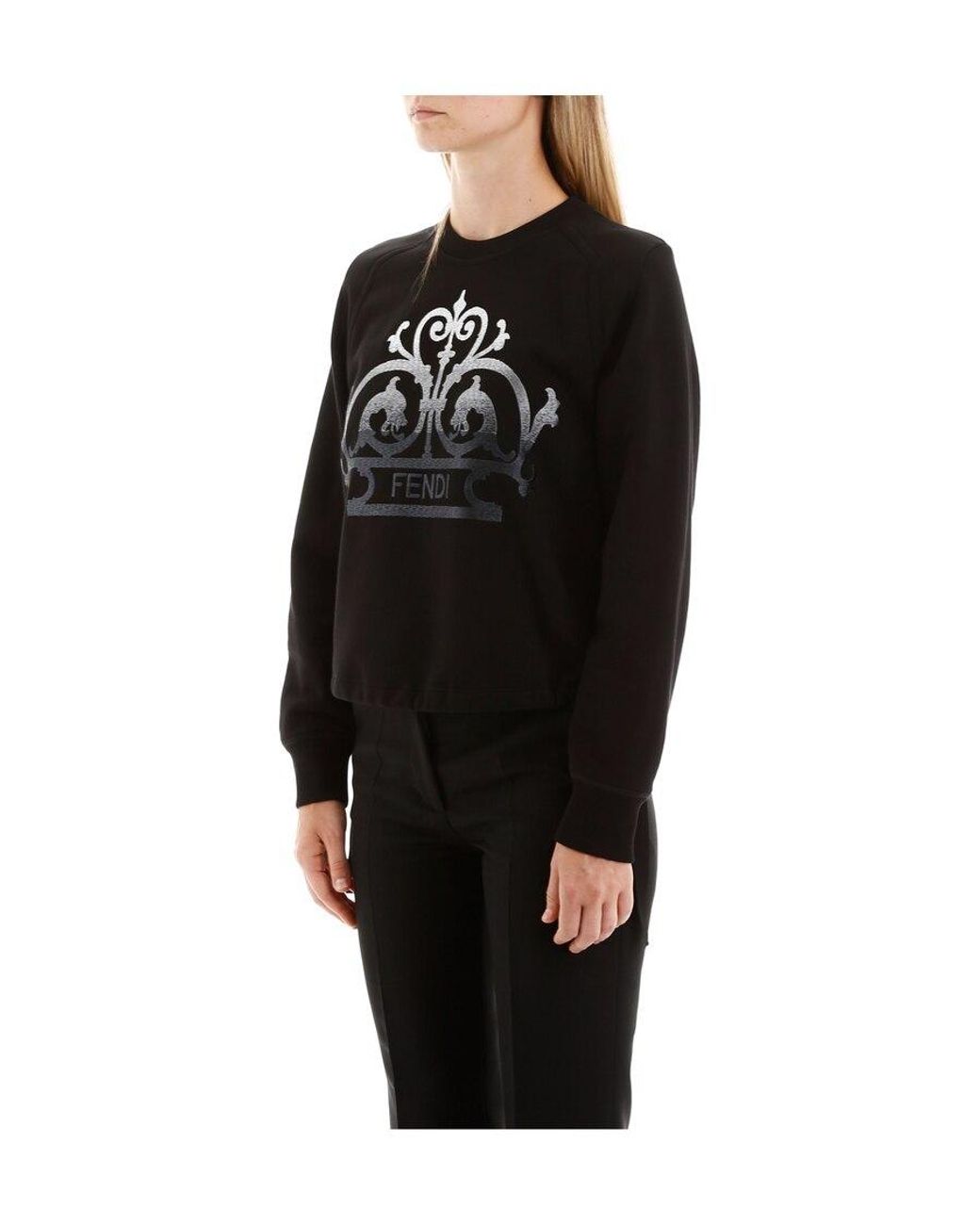 Fendi Black Logo Embroidered Sweater
