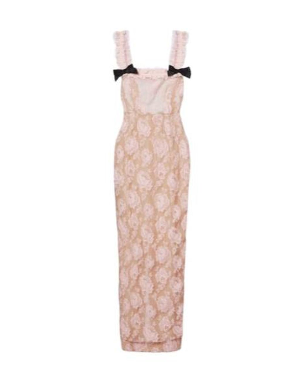 Alessandra Rich Pink Ruffled Cotton-Blend Lace Maxi Dress