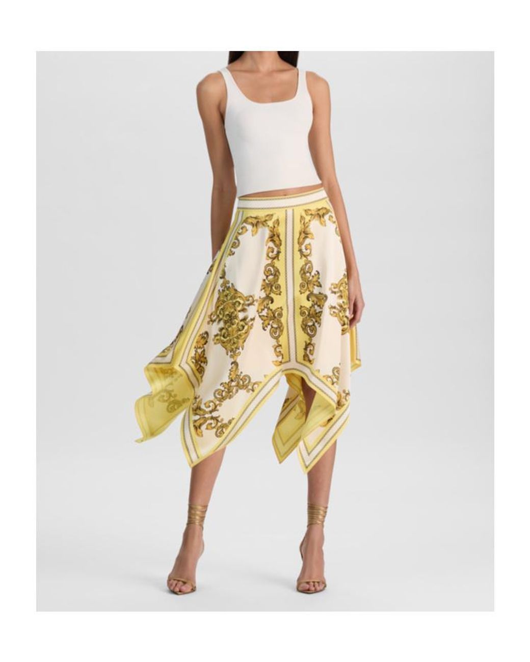 Alice + Olivia Metallic Davina Midi Skirt