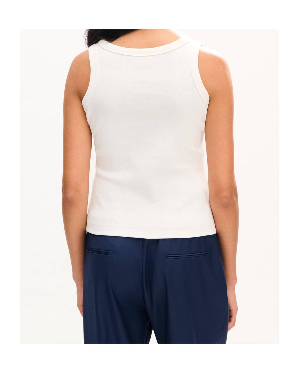 KENZO White Logo Ribbed Tank Top