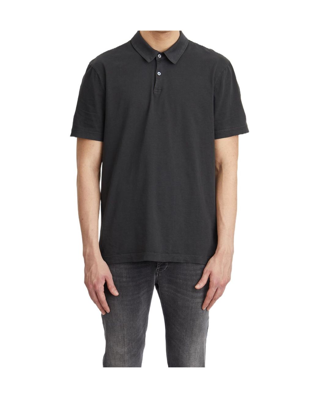 James Perse Black Short-Sleeved Polo Shirt for men