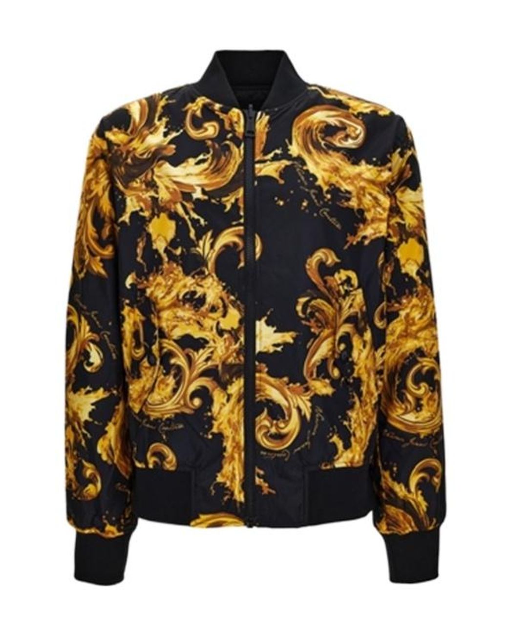 Versace Black Jeans Couture Reversible Printed Bomber Jacket for men