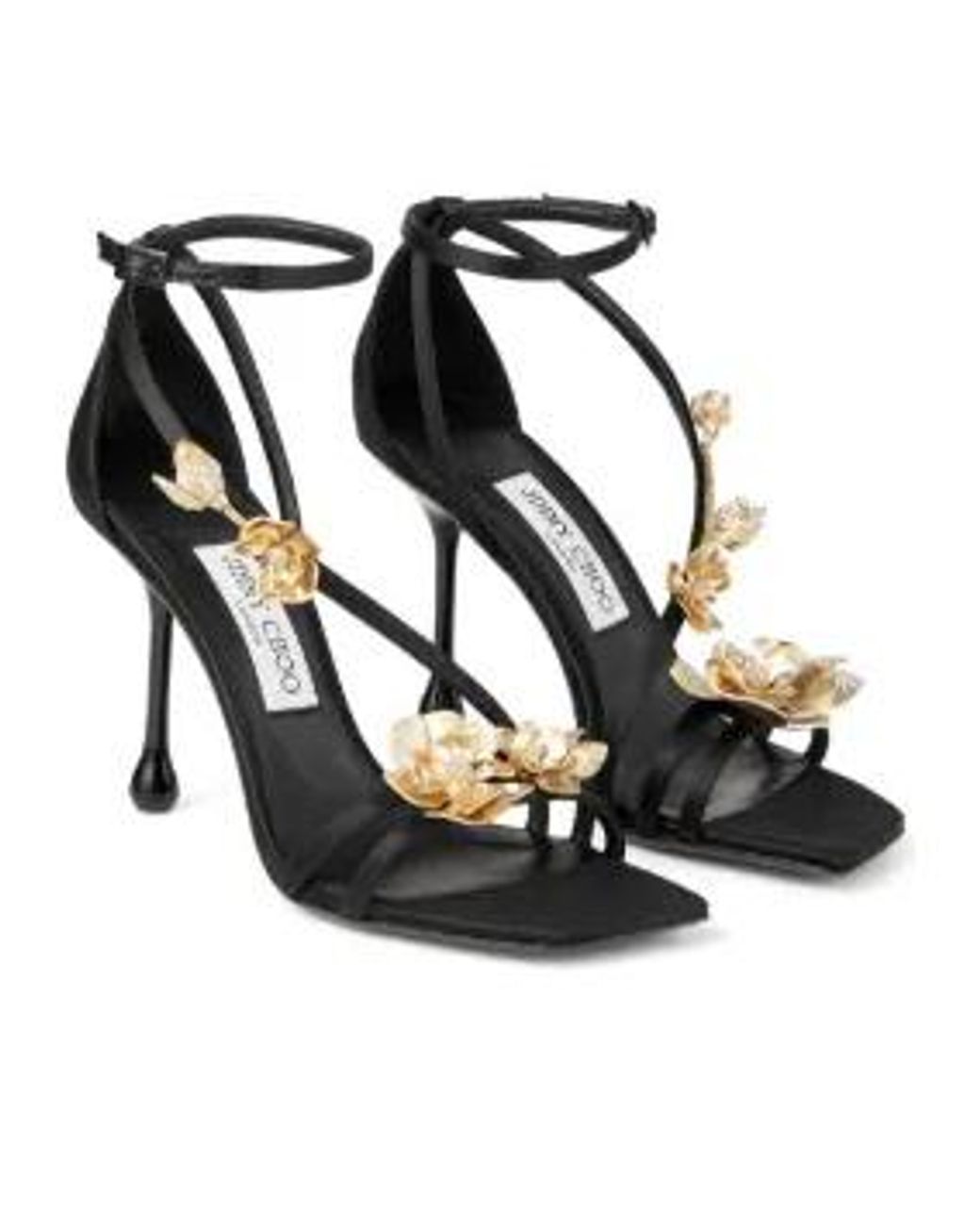 Jimmy Choo Black Zea 95Mm Floral-Appliqu Sandals