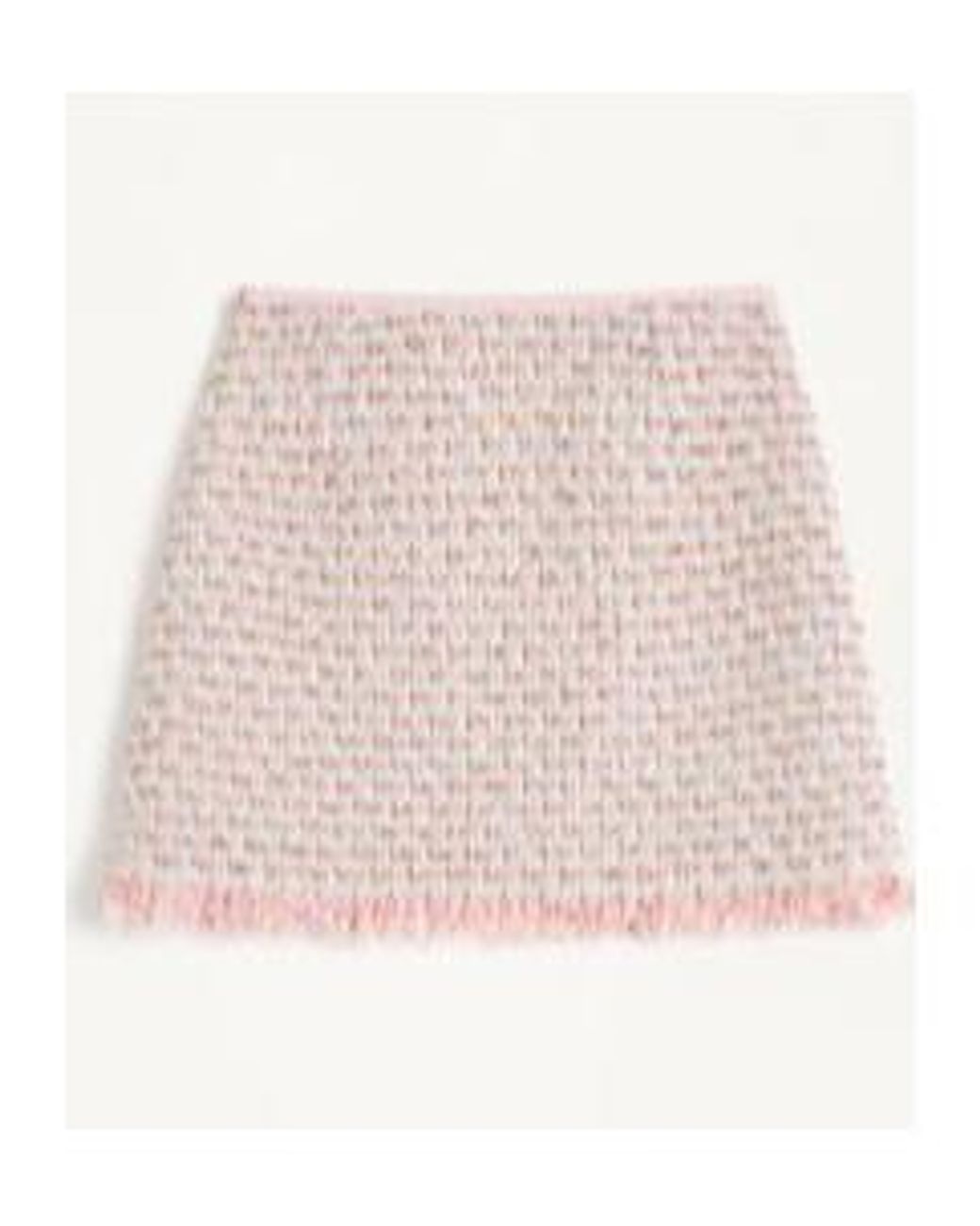 Valentino Natural Bow Detailed Frayed Hem Tweed Skirt