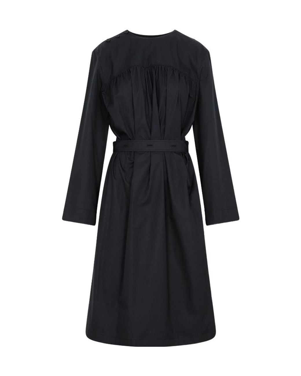 Lemaire Black Long-Sleeved Pleated Midi Dress