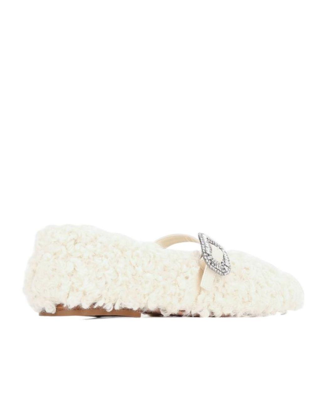 Roger Vivier White Pilgrim Strass Mary Jane Flat Shoes