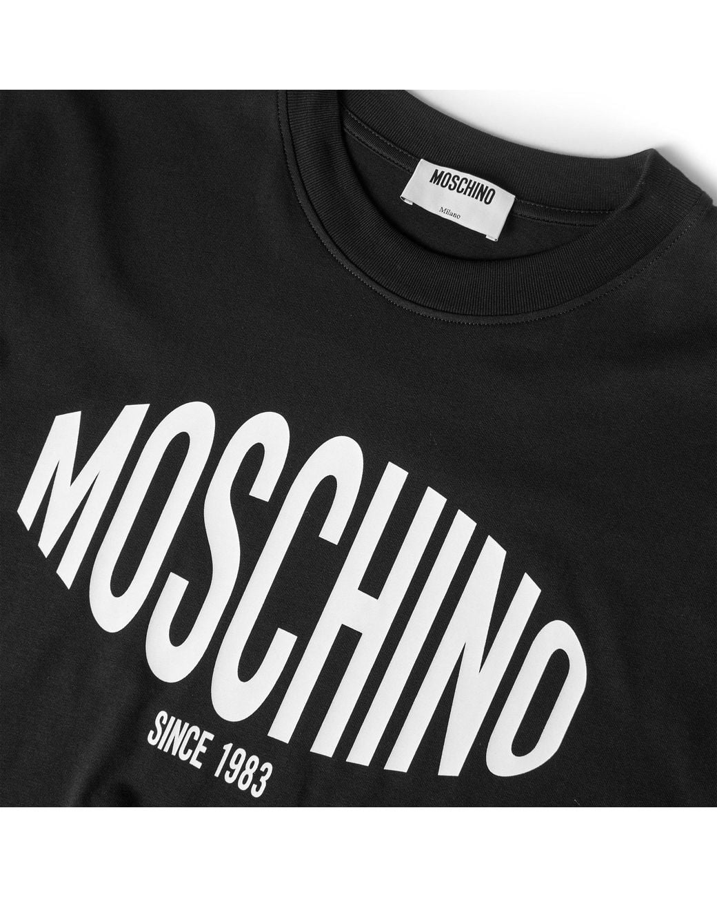 Moschino Black Simple Crew Neck Shortsleeve Top for men