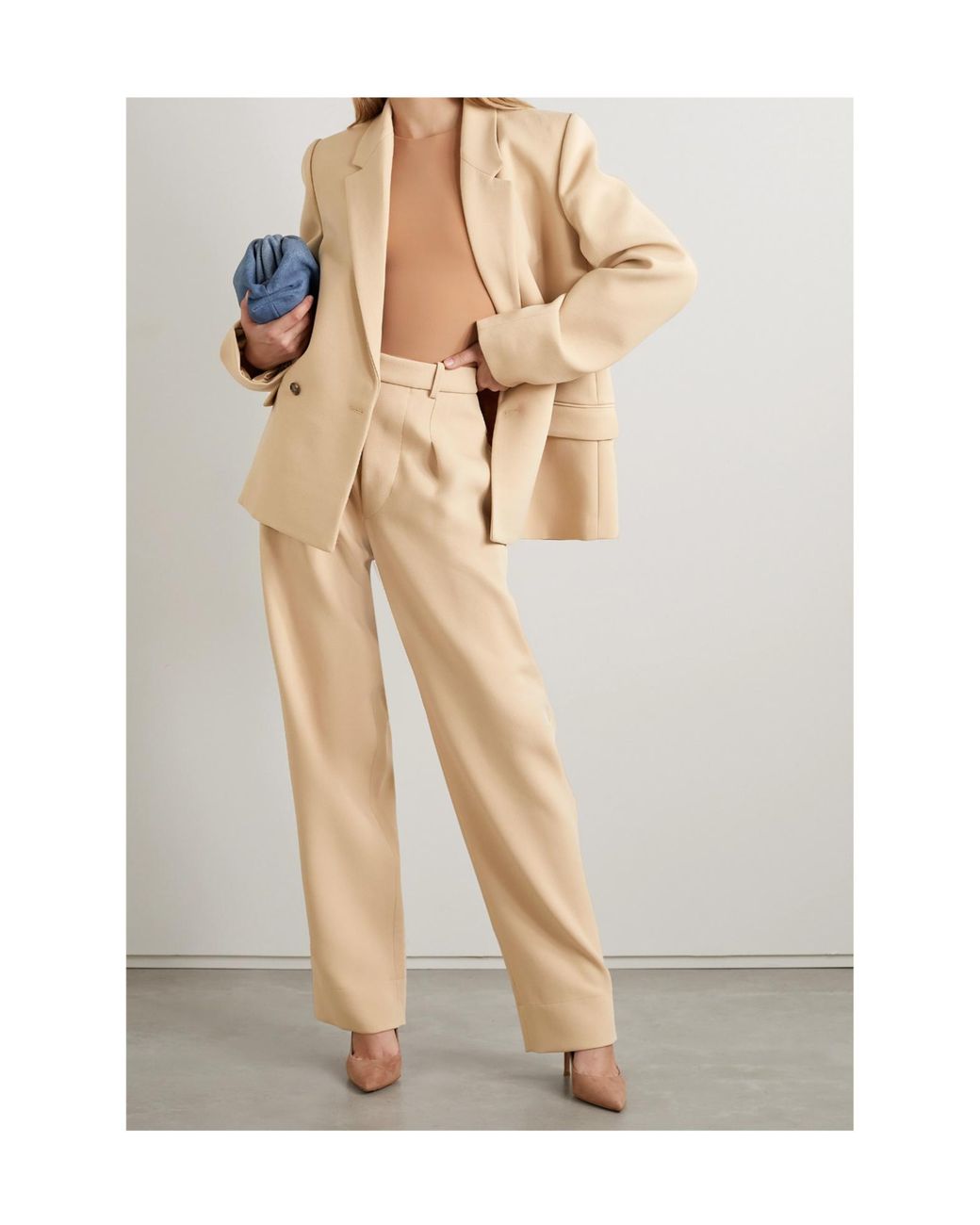 Wardrobe NYC Natural Pleated Wide-Leg Casual Pants