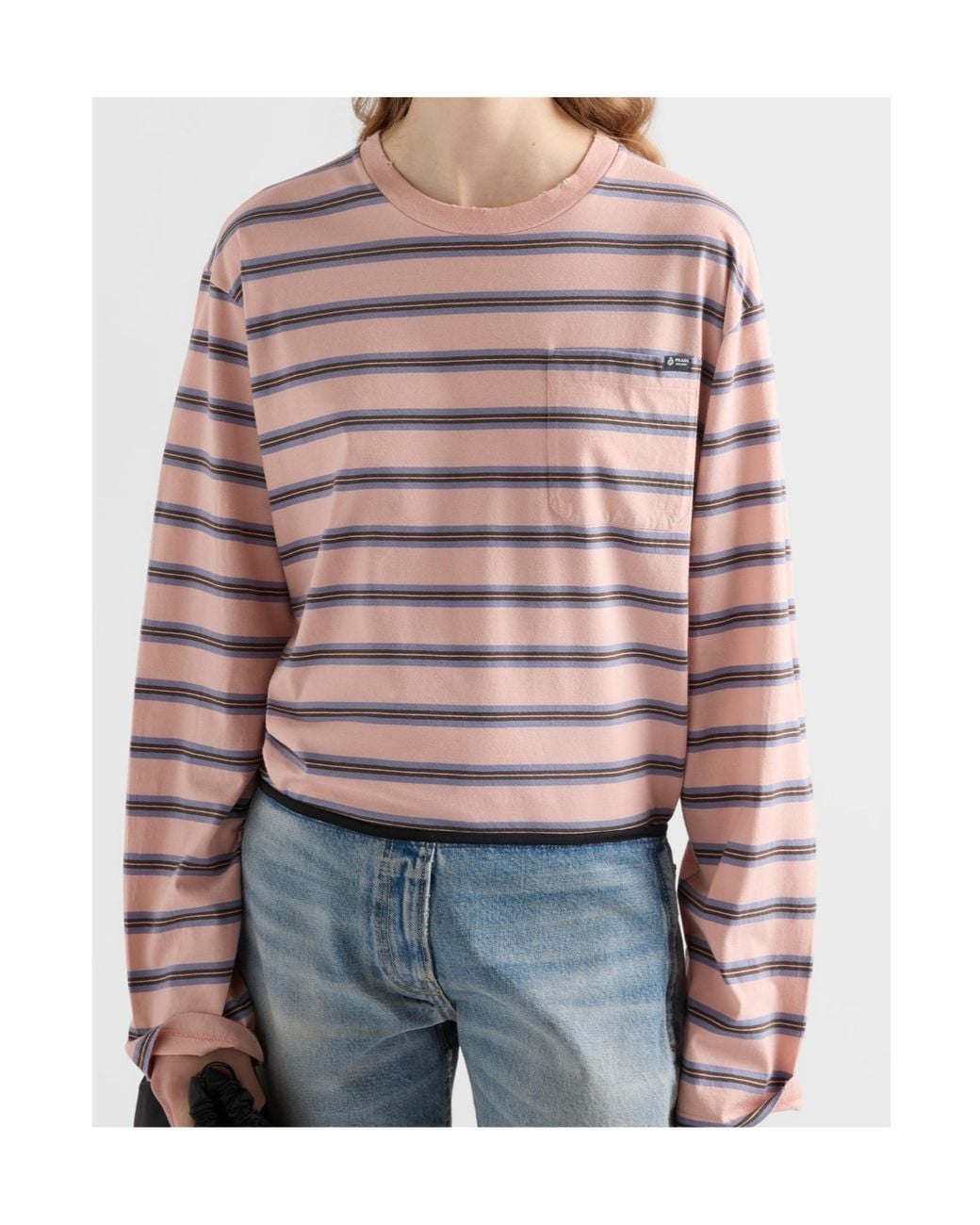 Prada Brown Striped Long-Sleeved T-Shirt