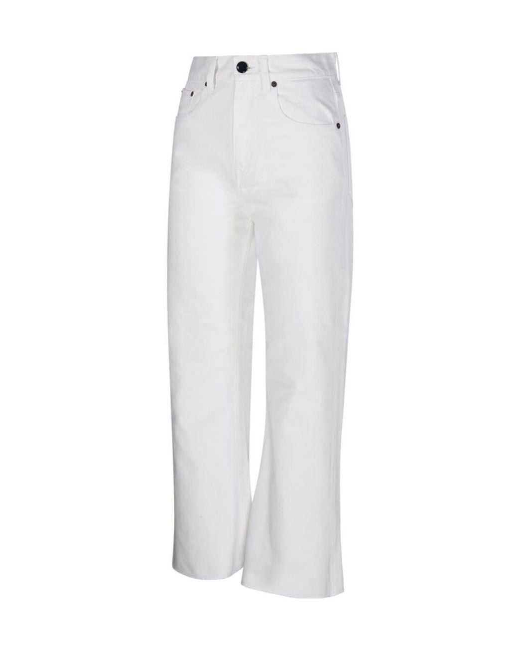 Victoria Beckham White Logo-Patch Bootcut Jeans
