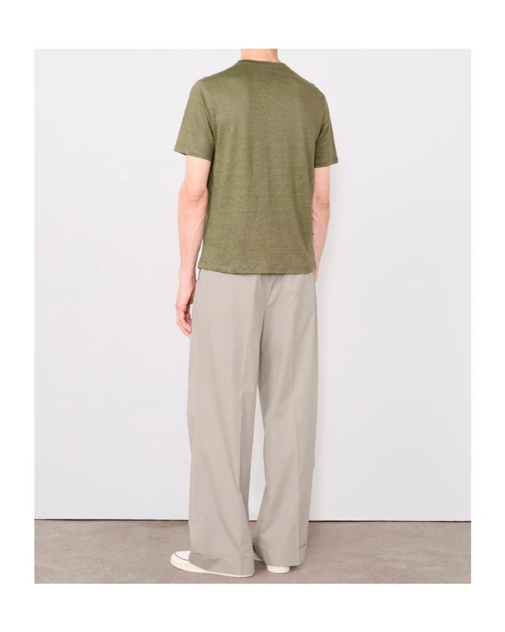 Officine Generale Green Officine Générale Garment-Dyed Linen T-Shirt for men