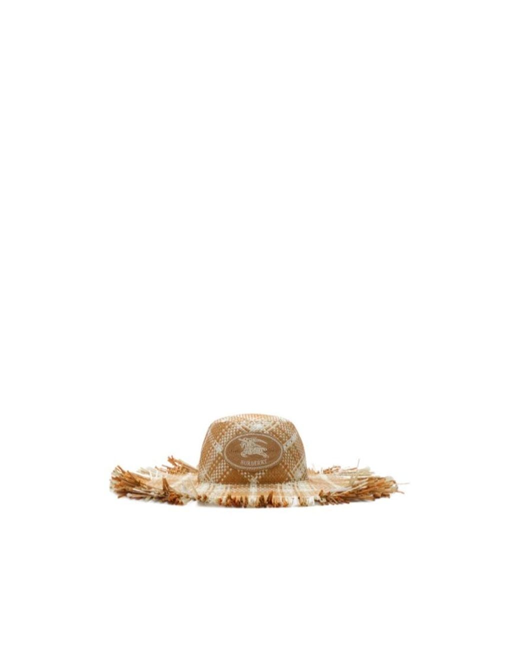 Burberry Metallic Knight Stamp Raffia-Effect Sun Hat