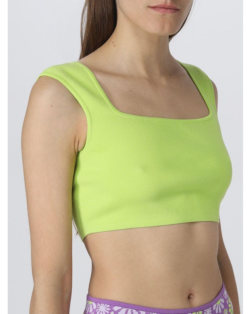 Sportmax Green Sleeveless Cotton Cropped Top