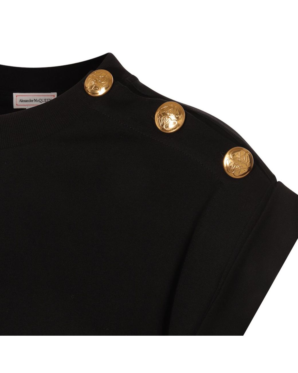 McQueen Black Seal Button-Embellished T-Shirt