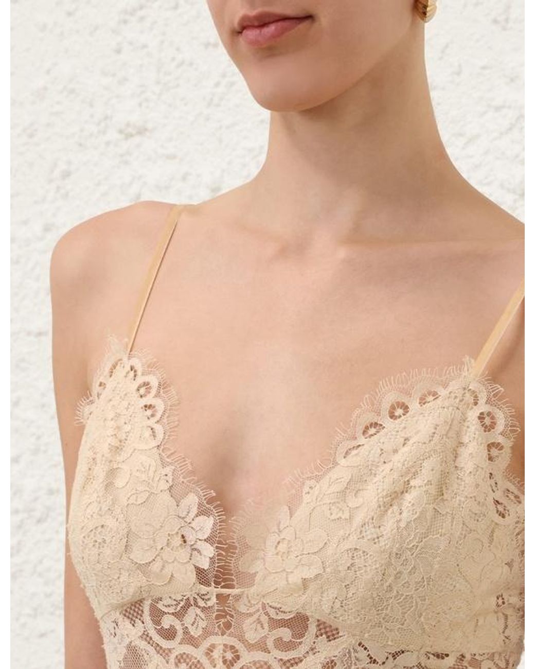 Zimmermann White Illustration Semi-Sheer Lace Bodysuit