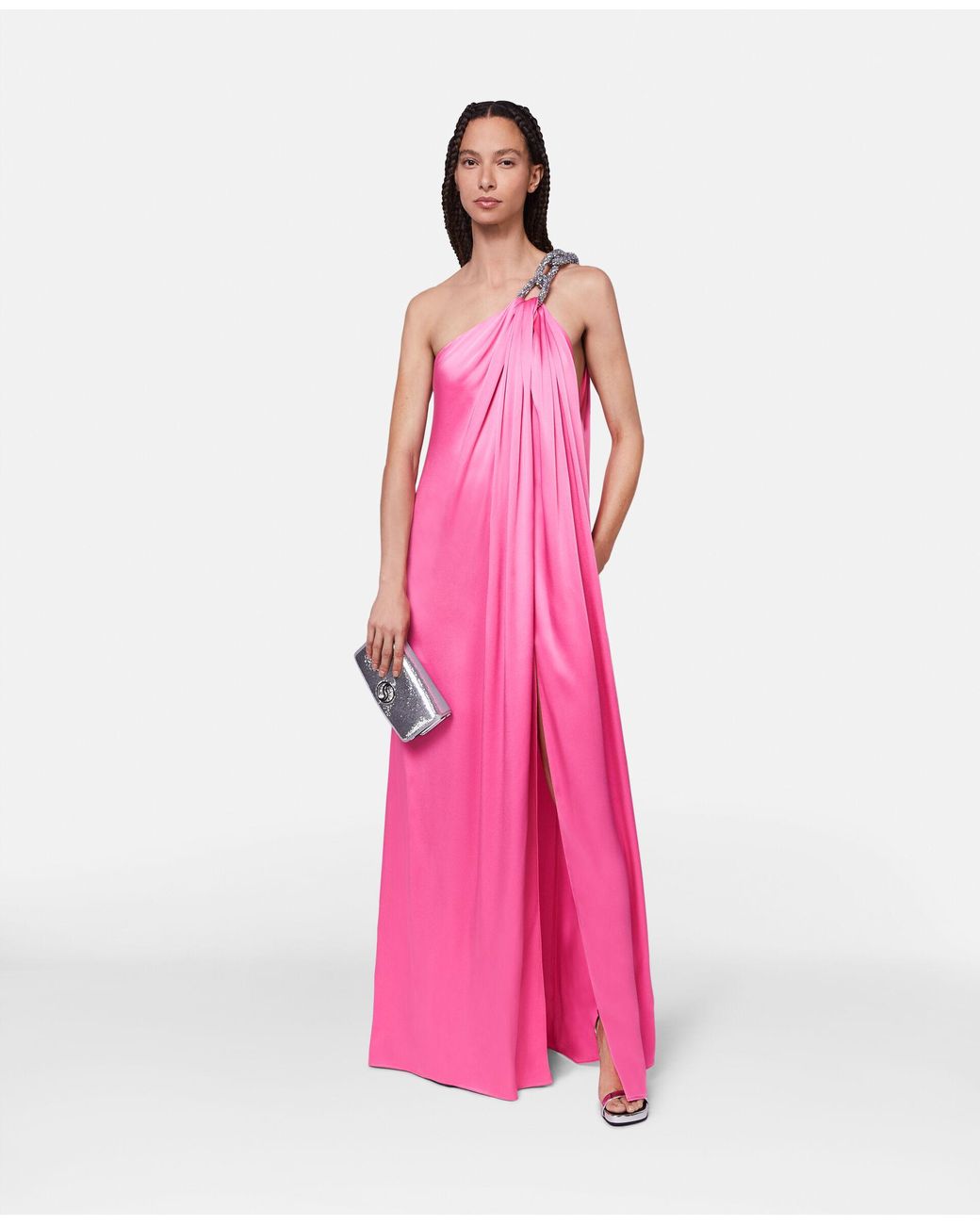 Stella McCartney Pink Falabella Embellished Chain-Linked Satin Gown