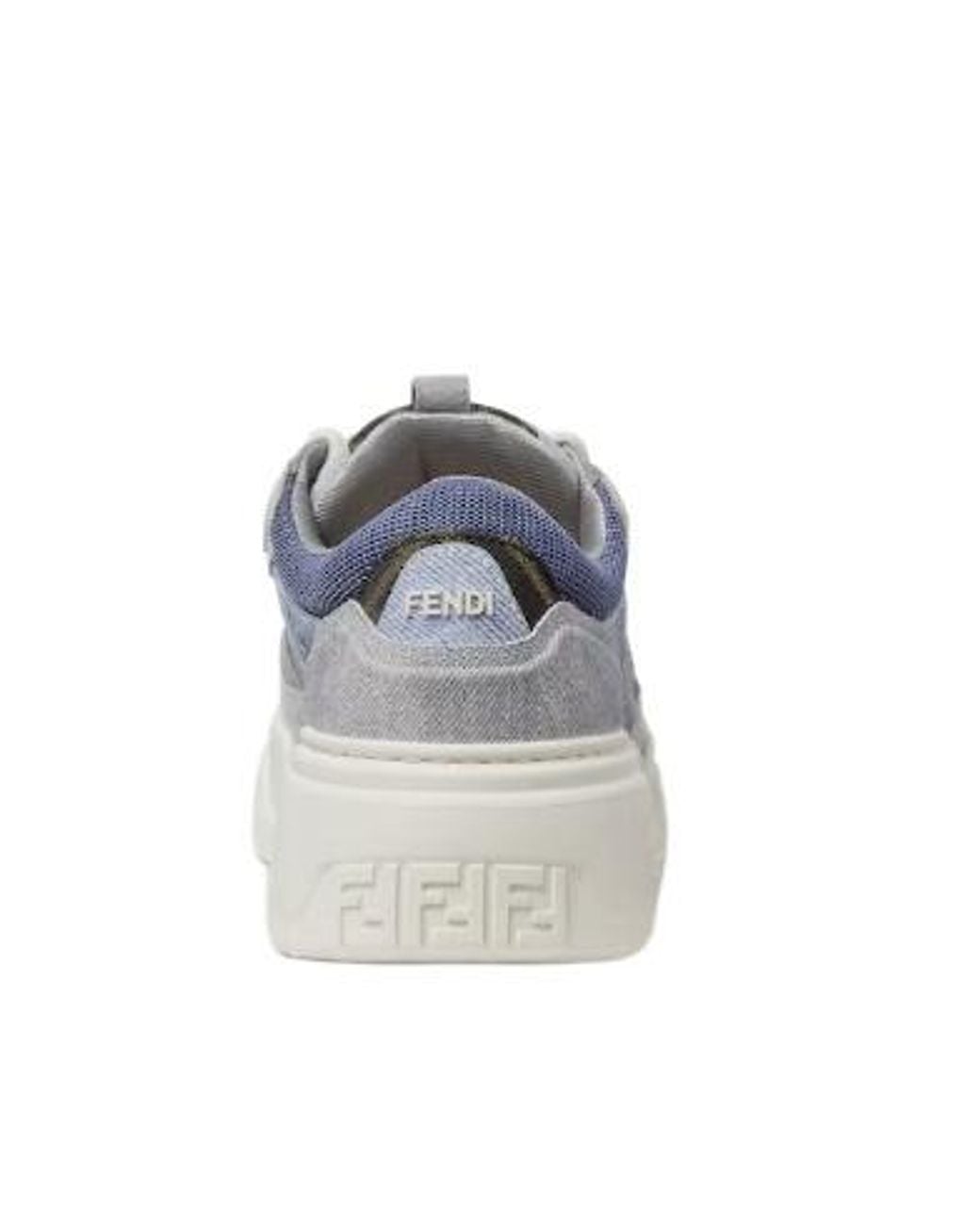 Fendi Gray Force Denim Effect Lace-Up Sneakers for men