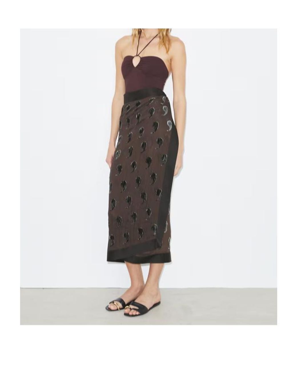 Tory Burch Black Paisley Pareo Skirt