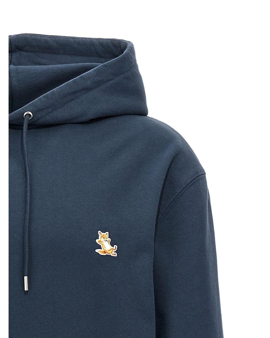 Maison Kitsuné Blue Maison Kitsuné Bold Fox Head Patch Drawstring Hoodie for men