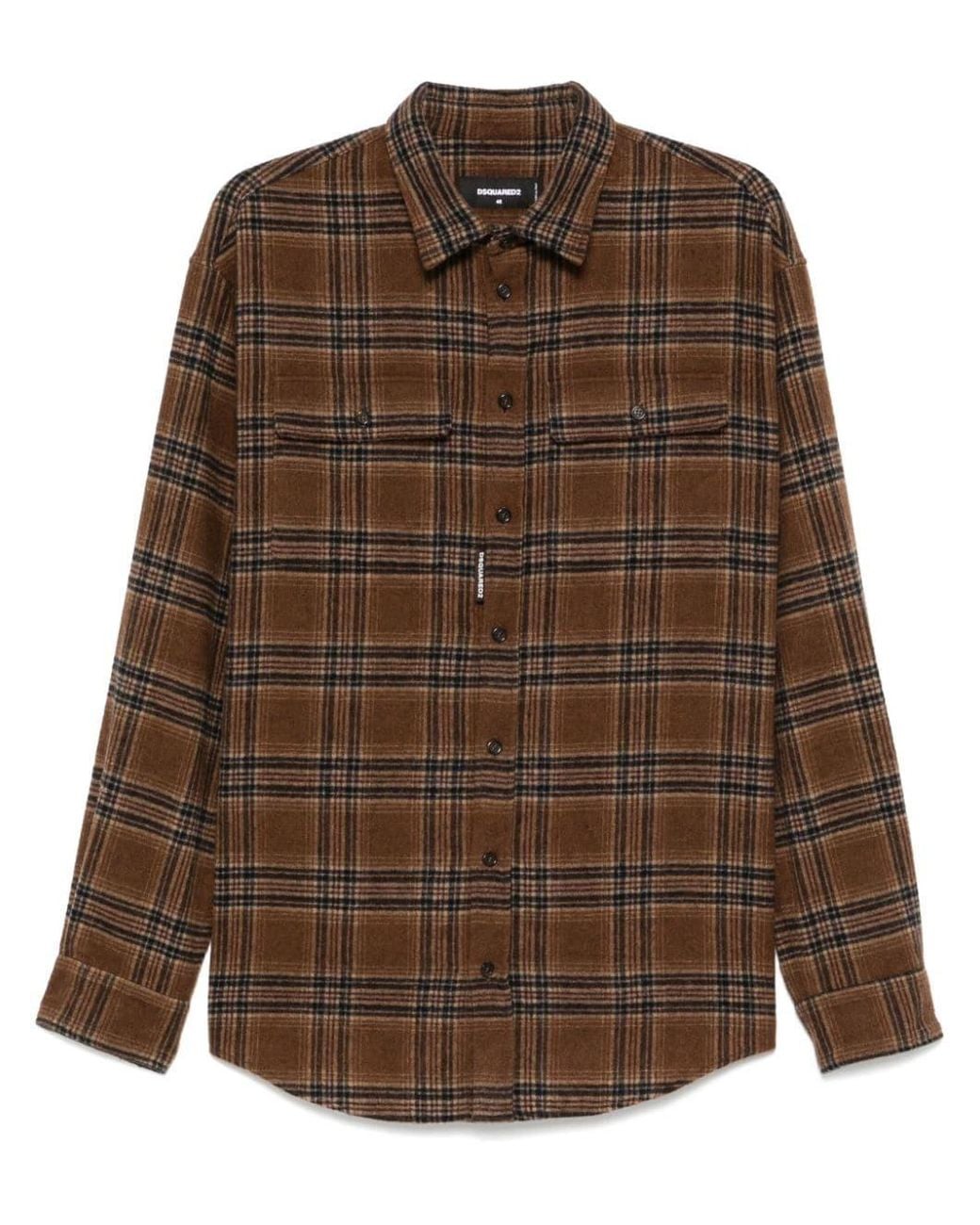 DSquared² Brown Check-Pattern Shirt for men