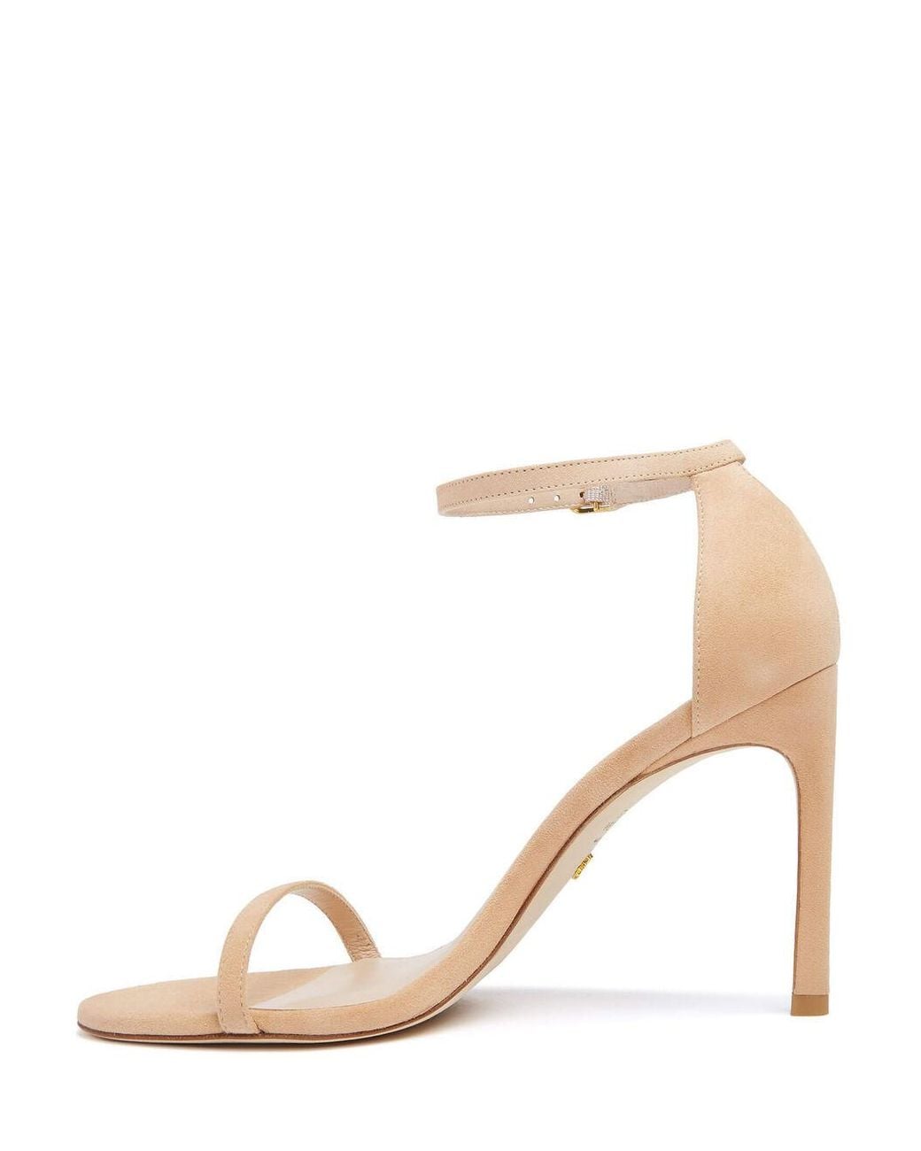 Stuart Weitzman White High-Heeled Sandals With Single-Loop Straps