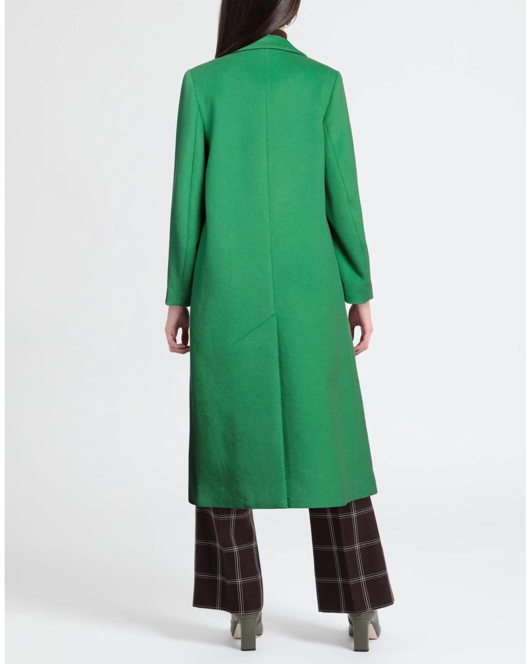 Ganni Green Solid Color Woolen Coat
