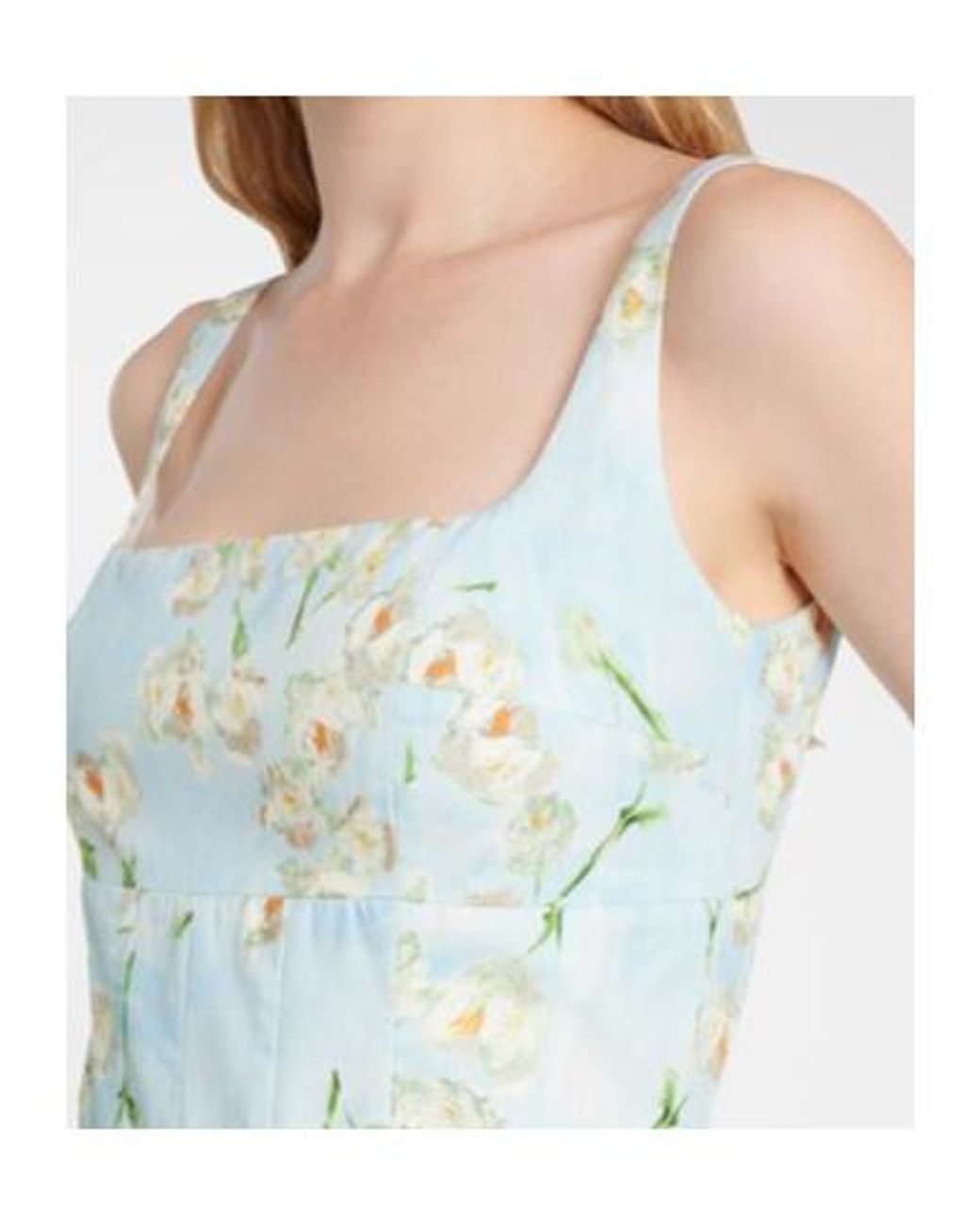 Emilia Wickstead Blue Mona Floral Cotton Midi Dress