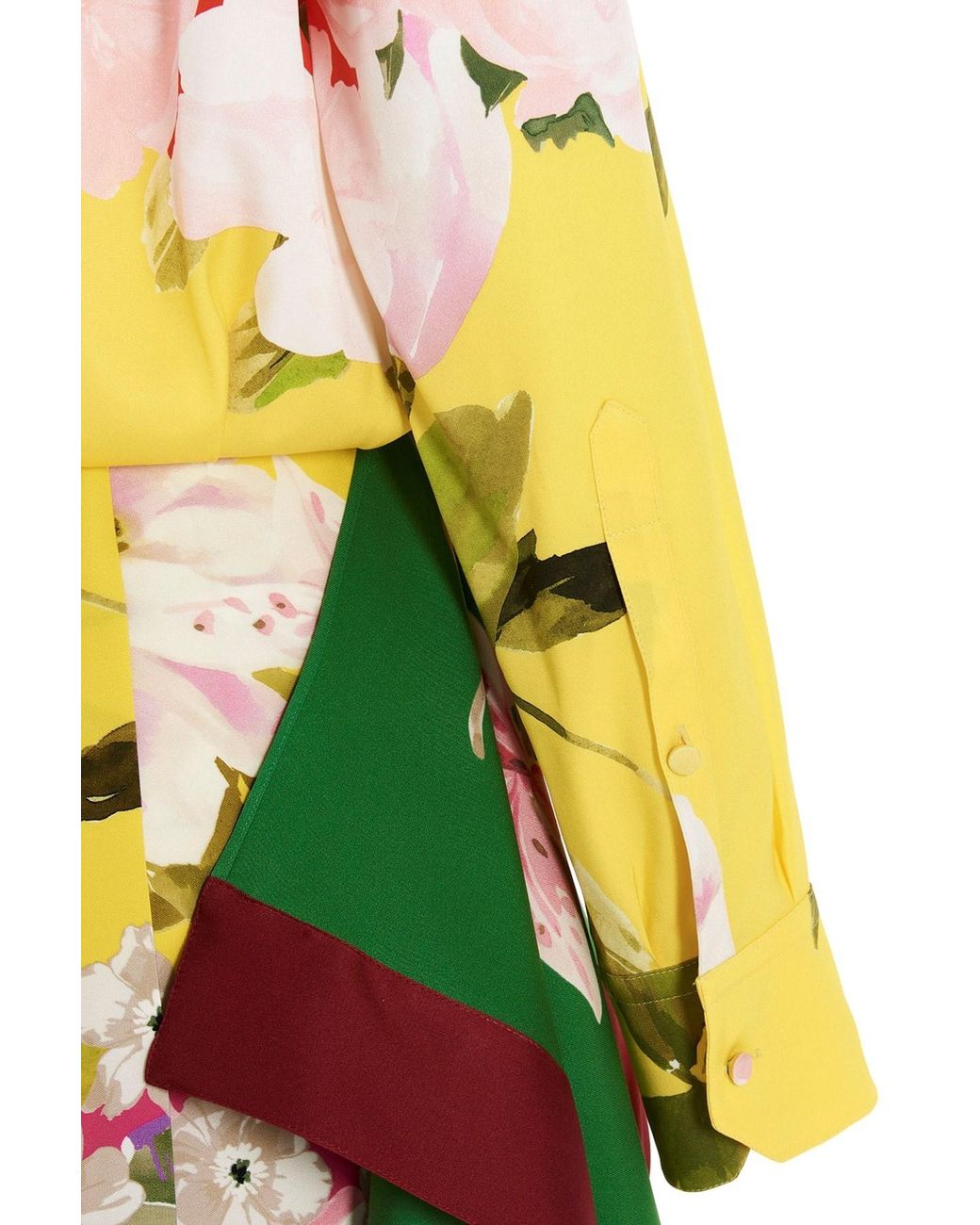 Valentino Purple Pleated Floral-Print Midi Dress