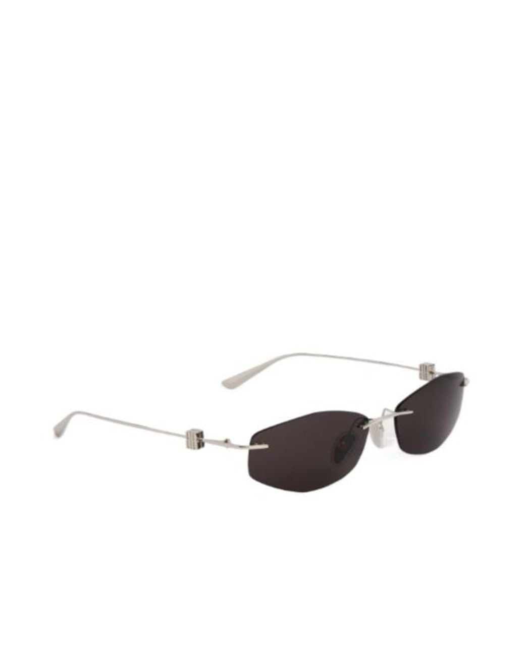 Balenciaga White Rimless Geometric Sunglasses for men