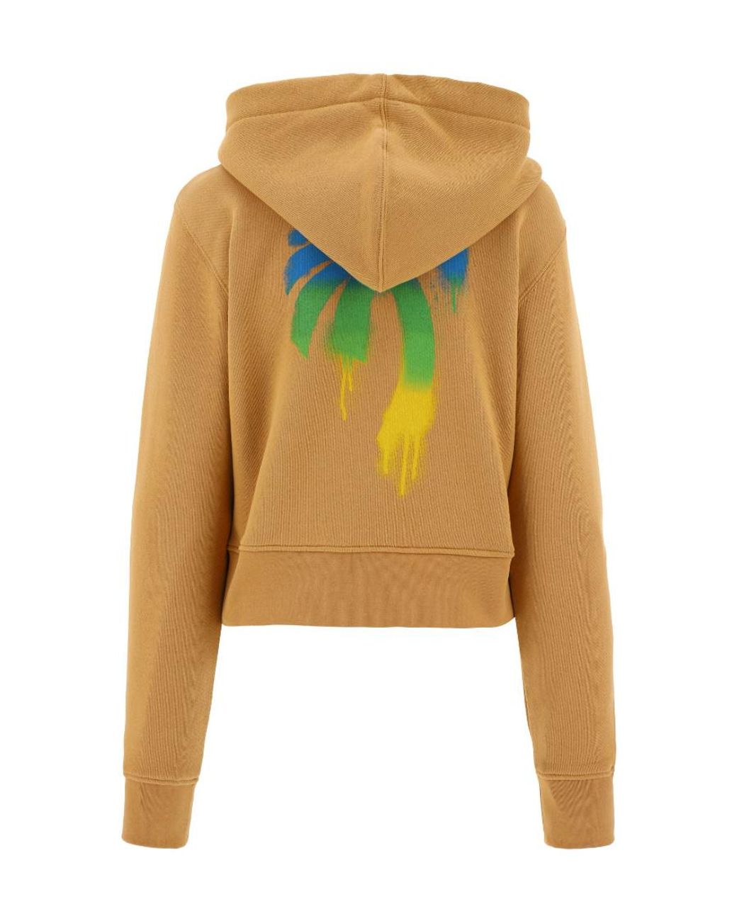 Palm Angels Natural Embroidered-Logo Zip-Up Hoodie