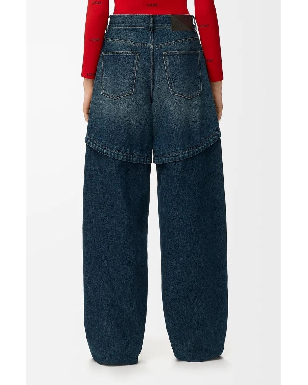 Loewe Blue Layered-Detail Wide-Leg Jeans