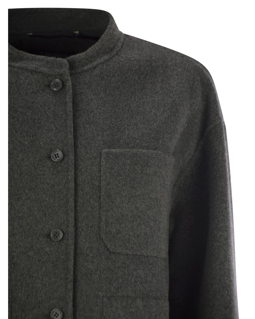 Max Mara Gray 'S Crewneck Button-Up Coat