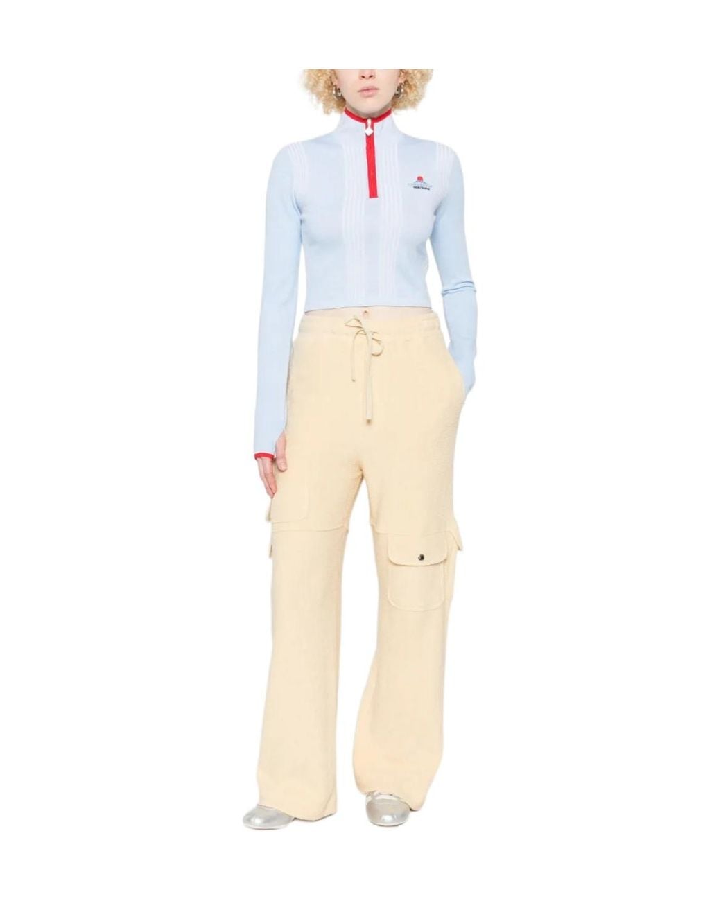 Casablanca Blue Ribbed Zip-Up Sweatshirt
