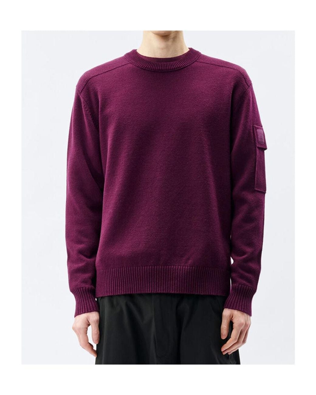 C P Company Purple Metropolis Series Extrafine Merino Wool Crewneck Sweater for men