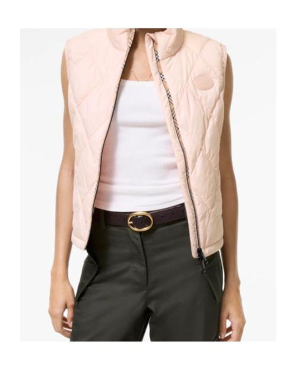 Burberry Pink Cheswick Quilted Gilet Jacket