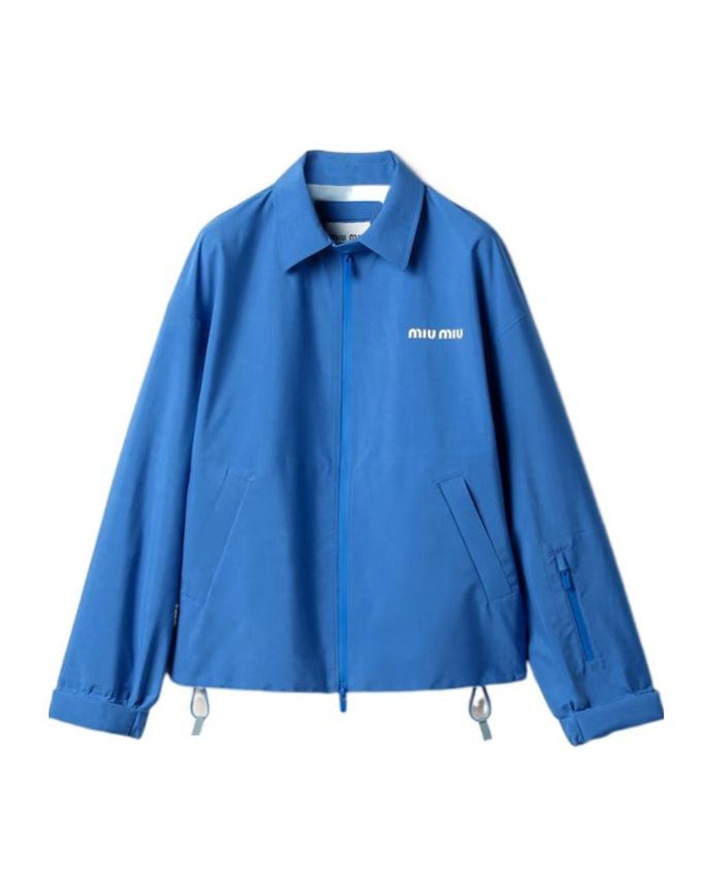 Miu Miu Blue Logo-Embroidered Zipped Jacket