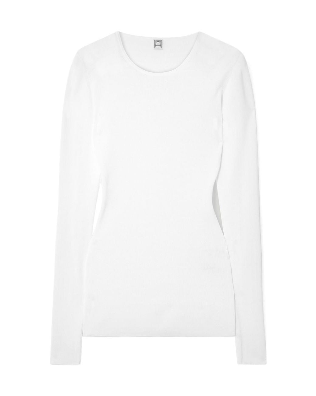 Totême White Totême Long-Sleeved Crewneck T-Shirt