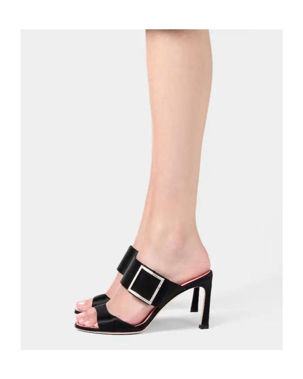 Roger Vivier Black Trompette Satin Mules