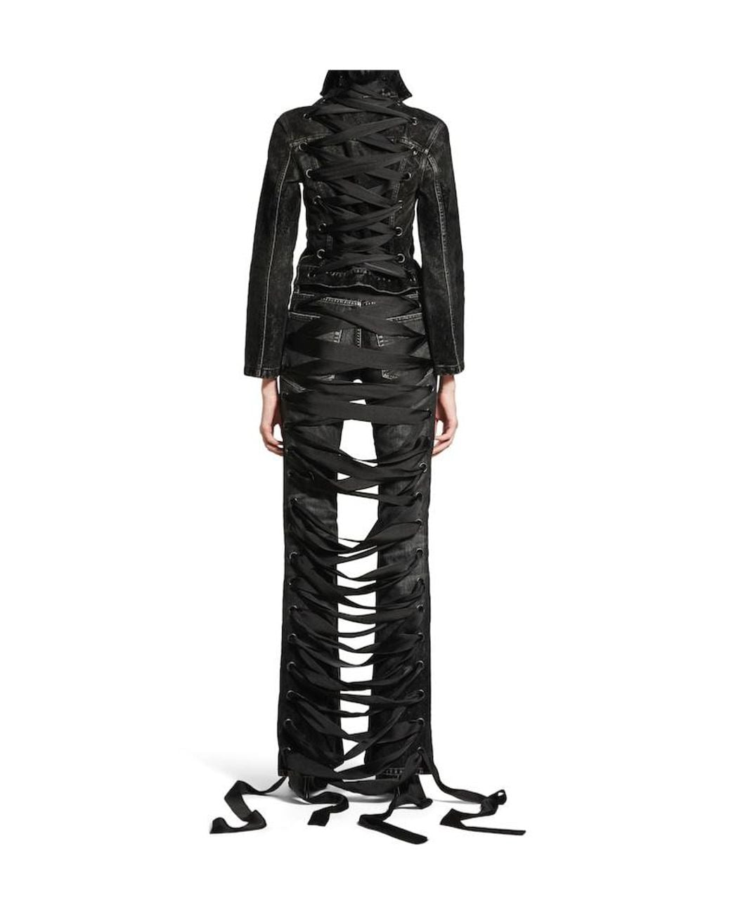 Balenciaga Black Lace-Up Denim Jacket