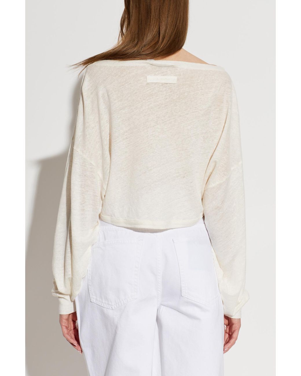 IRO White Destinee Cropped Long-Sleeve Sweater