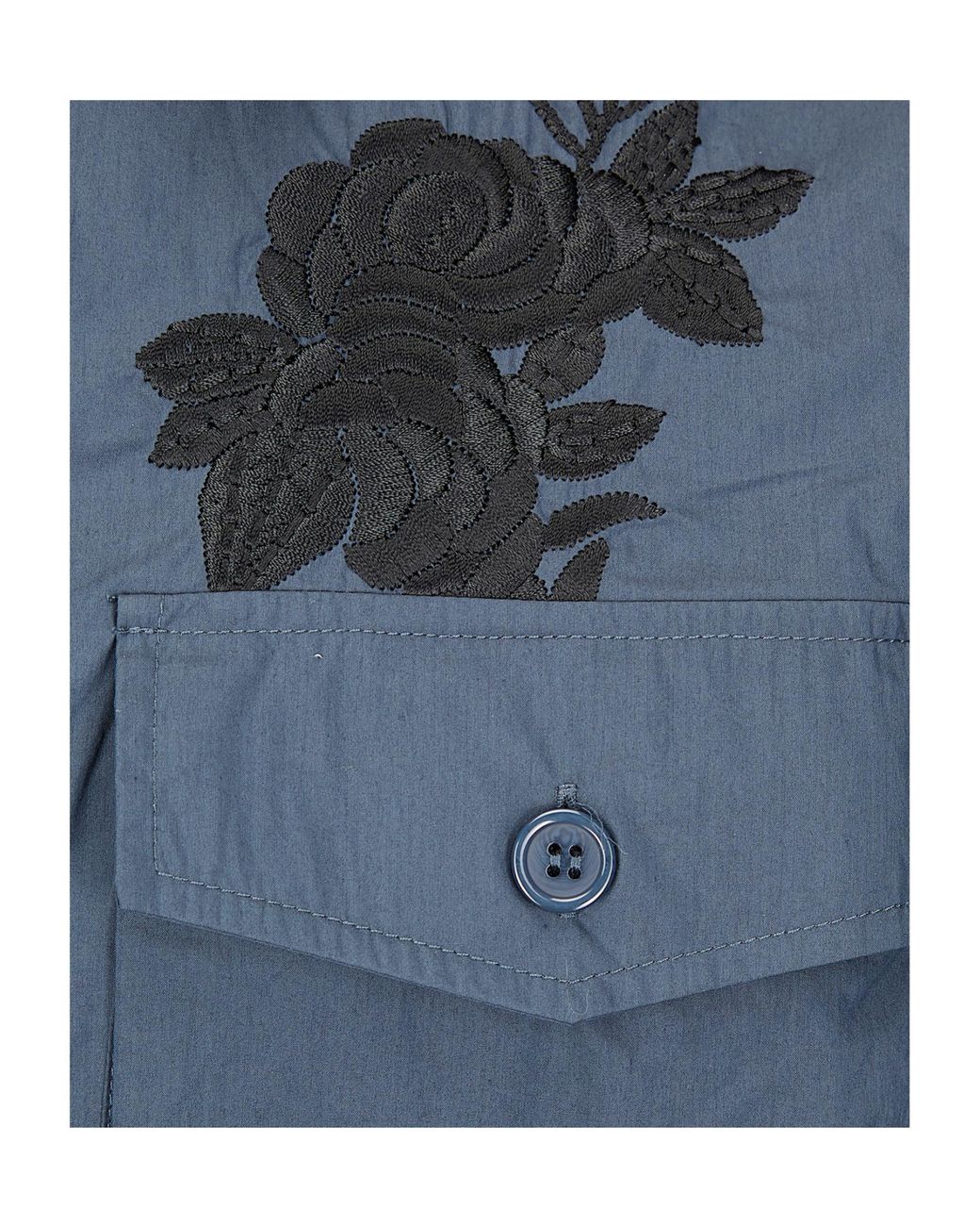P.A.R.O.S.H. Blue Floral Embroidered Shirt