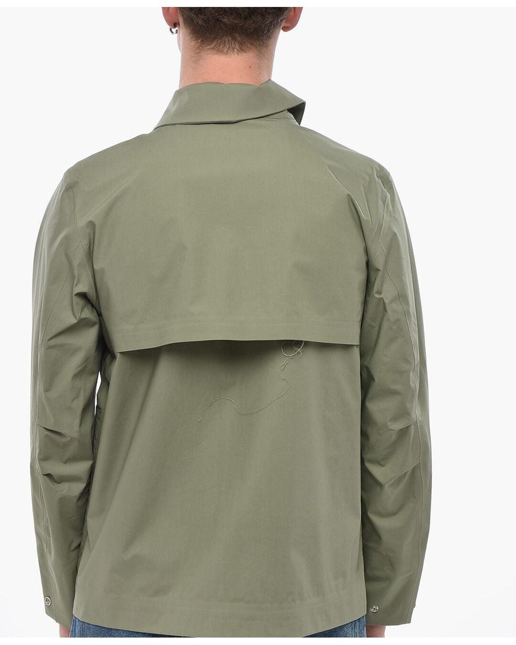 K-Way Green Utility Jacket With Hidden Button Closure for men