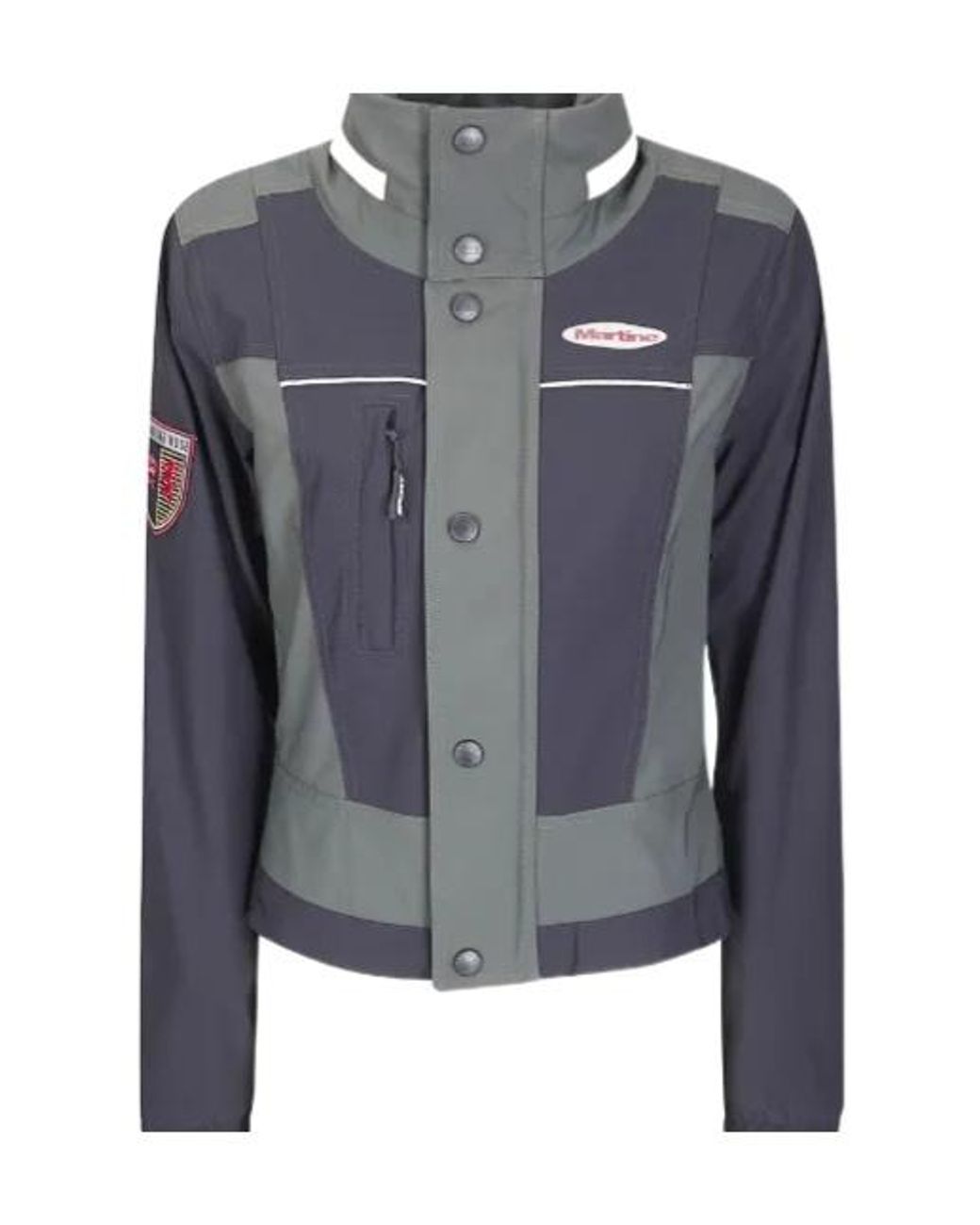 Martine Rose Blue Panelled Logo-Patch Jacket