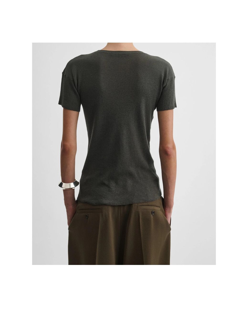 Phoebe Philo Green Crew Neck Ribbed T-Shirt