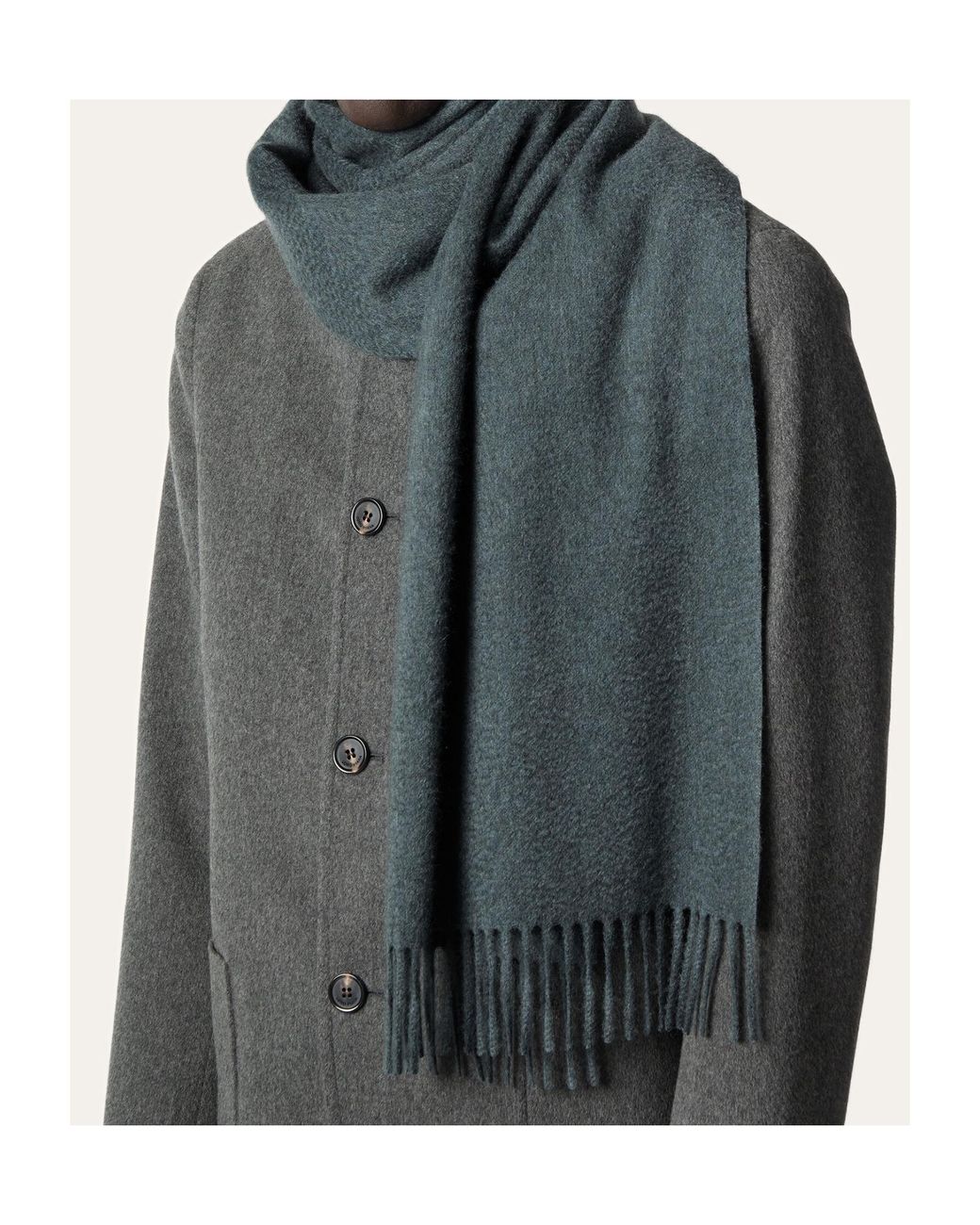 Loro Piana Blue Grande Unita Fringed-Edge Scarf for men