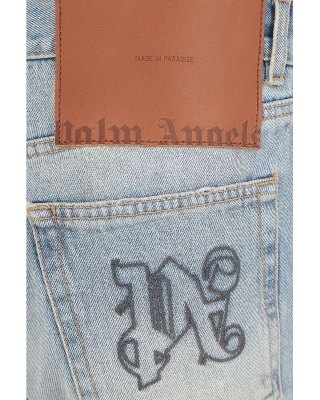 Palm Angels Gray Distressed Loose-Fit Jeans for men