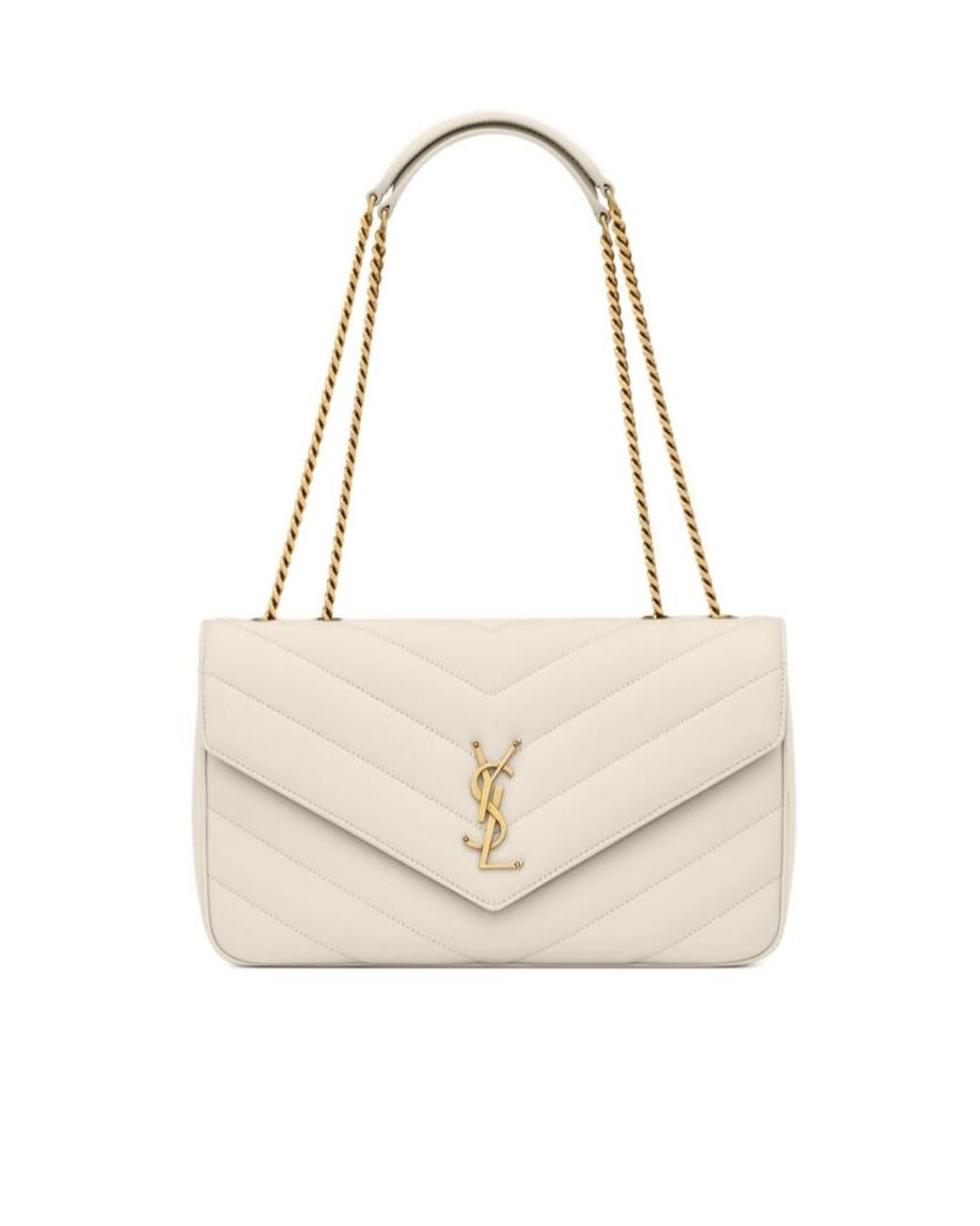 Saint Laurent White Loulou Medium Shoulder Bag