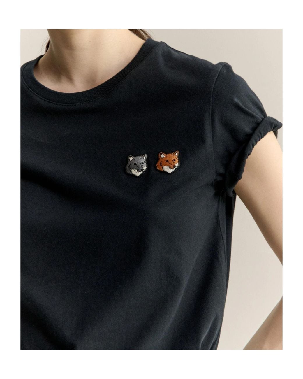 Maison Kitsuné Black Double Fox Head Regular Tee-Shirt