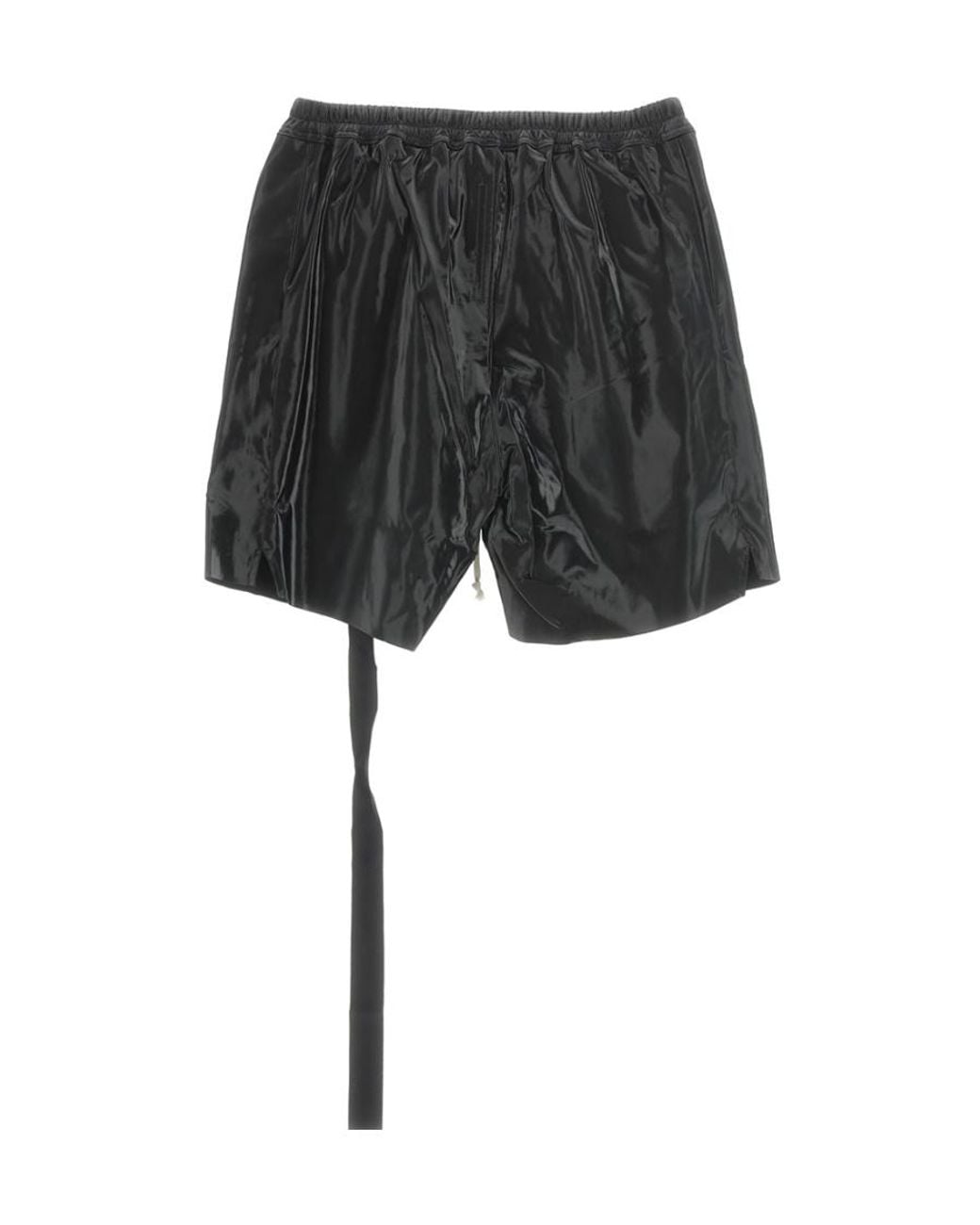 Rick Owens Black High-Shine Drawstring-Waistband Shorts