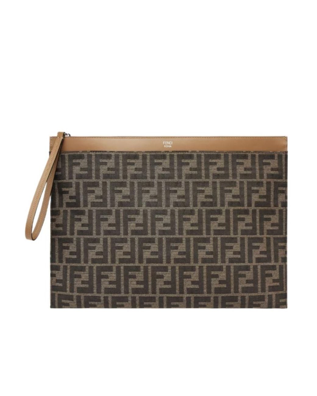 Fendi Gray Ff Large Flat Pouch for men